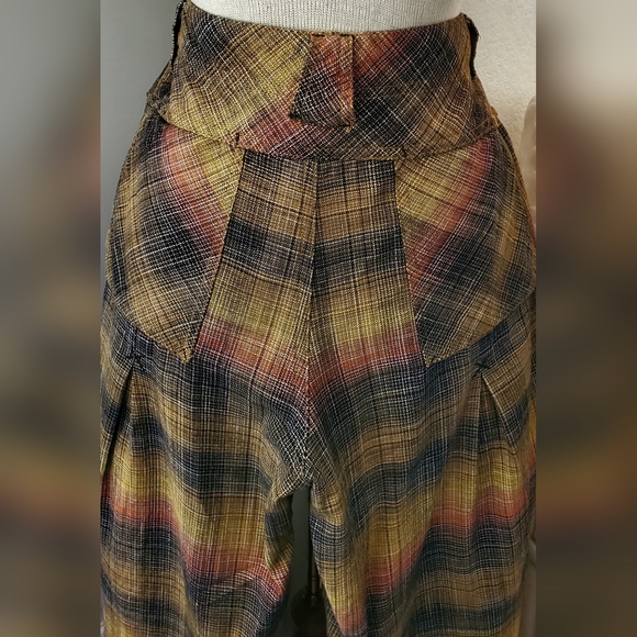 Free People "BIRCH" Wide Leg Plaid Pants in MOSS Combo 12 NWOT - Picture 6 of 10